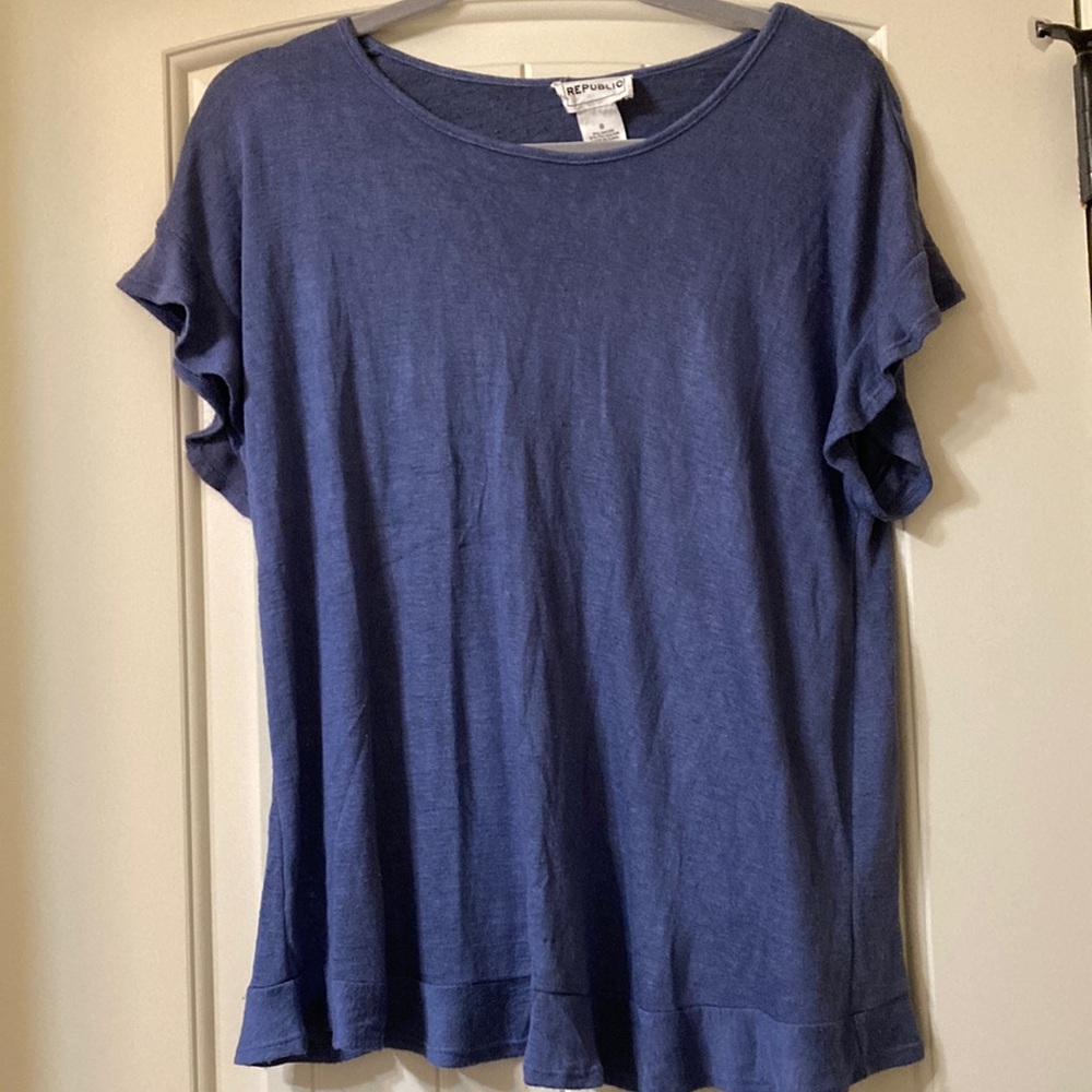 For The Republic Blue Relaxed Short Sleeve T-Shirt
